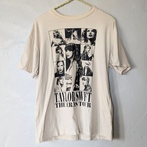 Official Taylor Swift The Eras Tour T-Shirt - Size Small - Cream/Beige